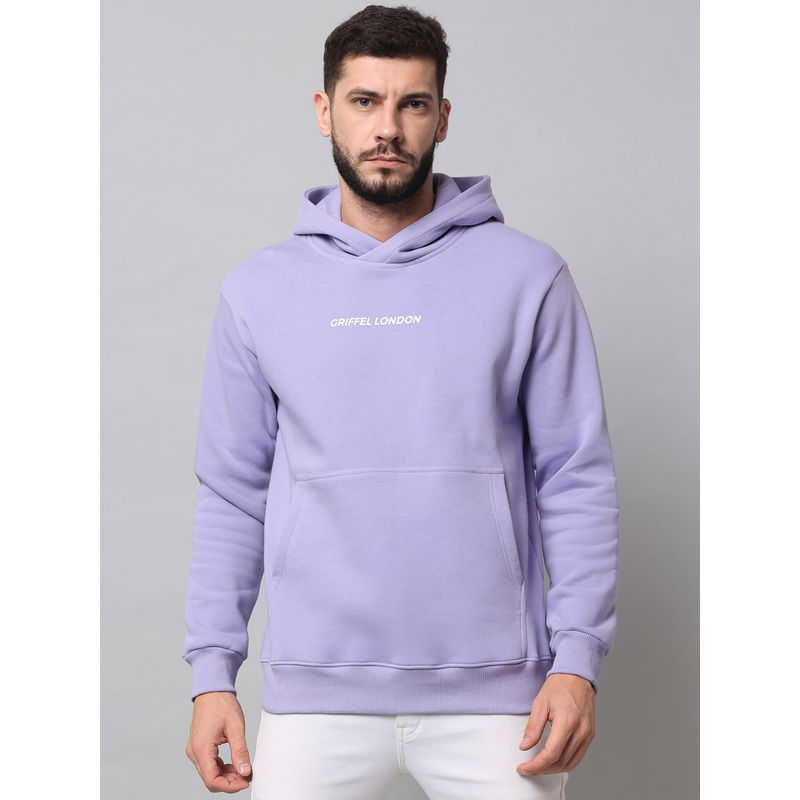 Griffel Mens Front Logo Solid Fleece Basic Mauve Hoodie Sweatshirt (2XL)
