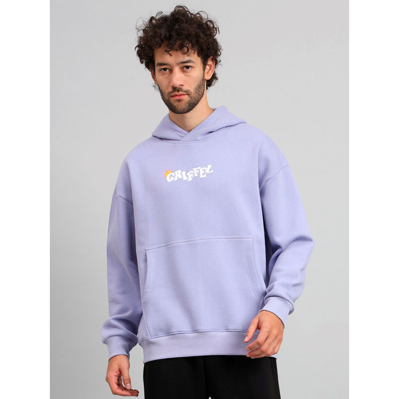 Griffel Mens Never Look Mauve Print Front Logo Oversized Fleece Hoodie Sweatshirt (M)
