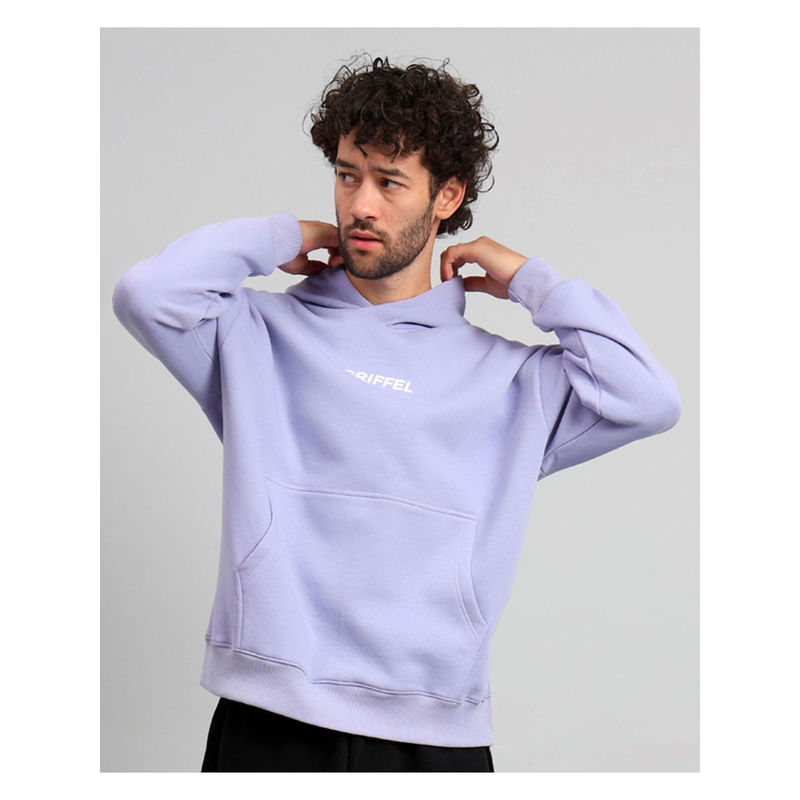 Griffel Mens Mauve Front Logo Oversized Fleece Hoodie Sweatshirt (M)