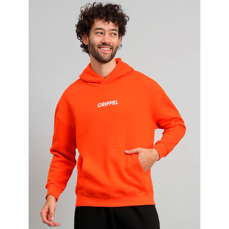 Buy Griffel Mens White Front Logo Oversized Fleece Hoodie