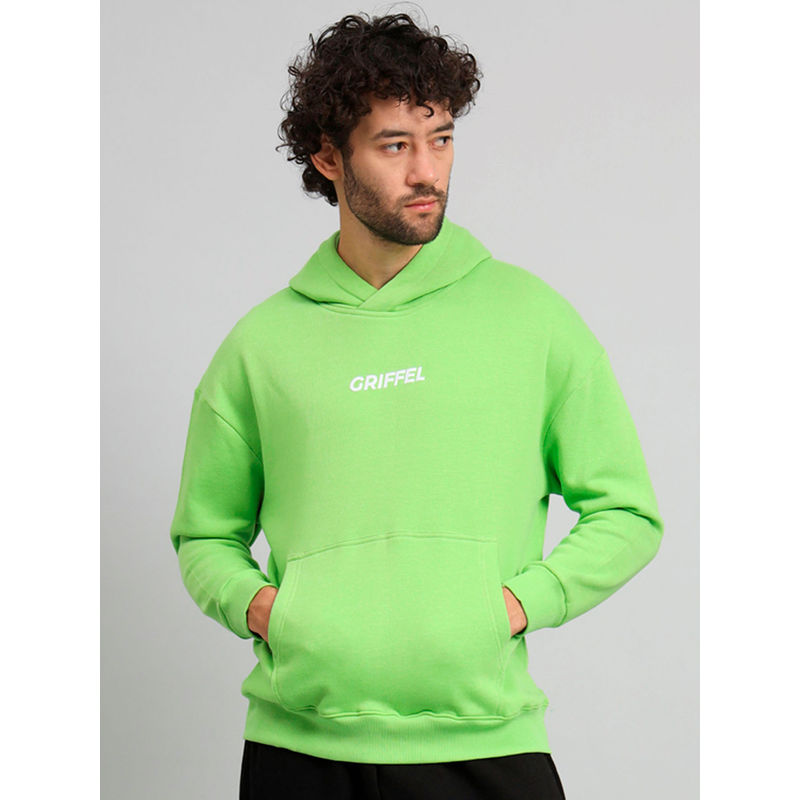 Griffel Mens Parrot Front Logo Oversized Fleece Hoodie Sweatshirt (L)