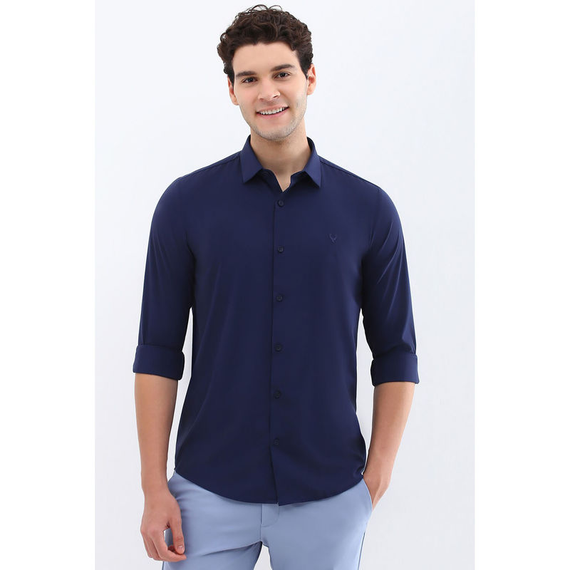 Allen Solly Men Navy Slim Fit Solid Full Sleeves Casual Shirts (42)
