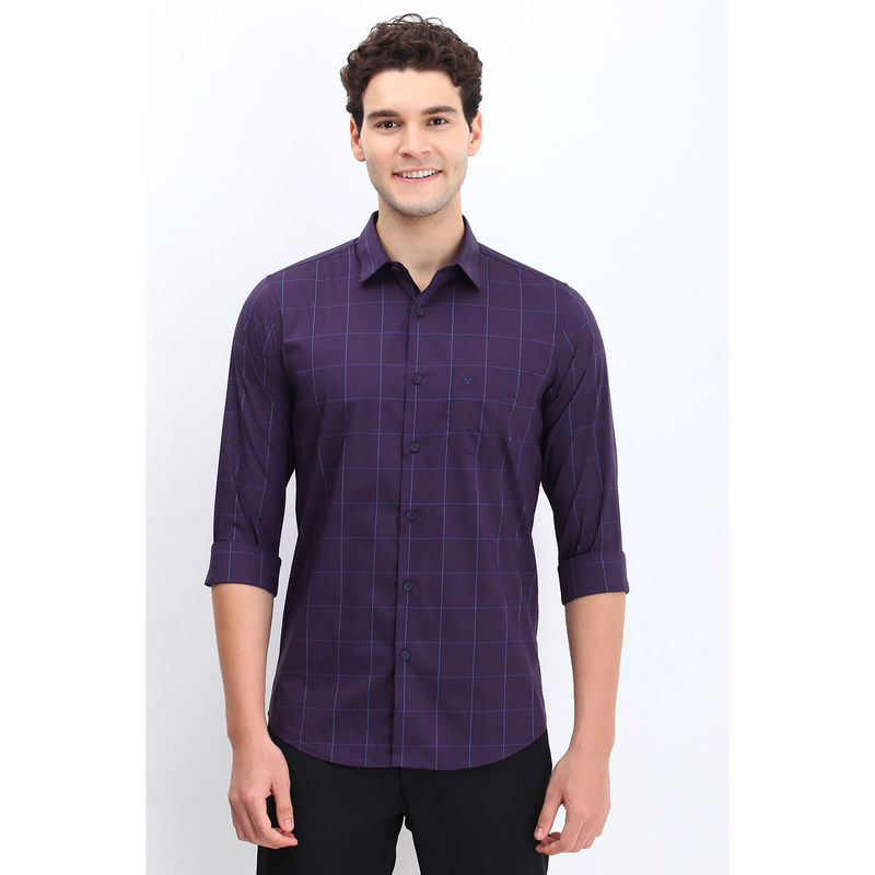 Allen Solly Men Purple Slim Fit Check Full Sleeves Casual Shirts (40)