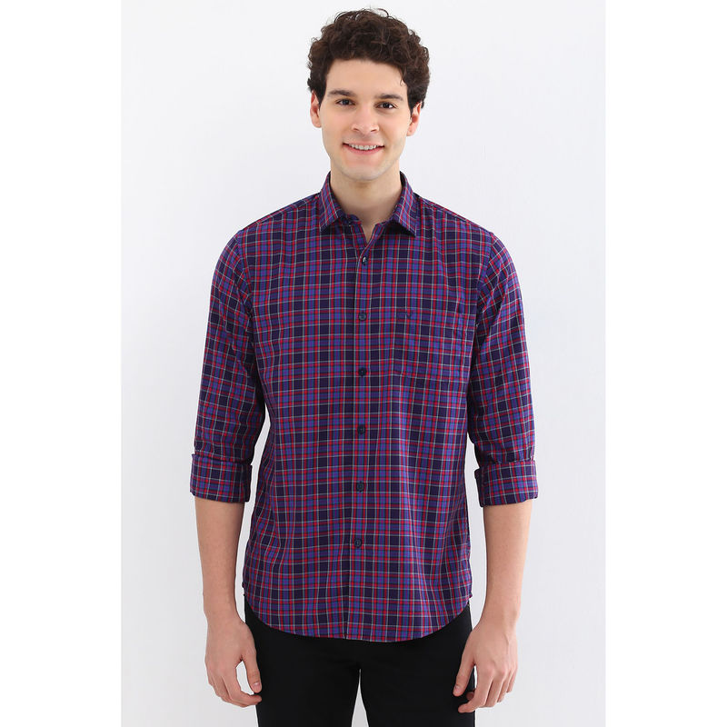 Allen Solly Men Purple Slim Fit Check Full Sleeves Casual Shirts (39)