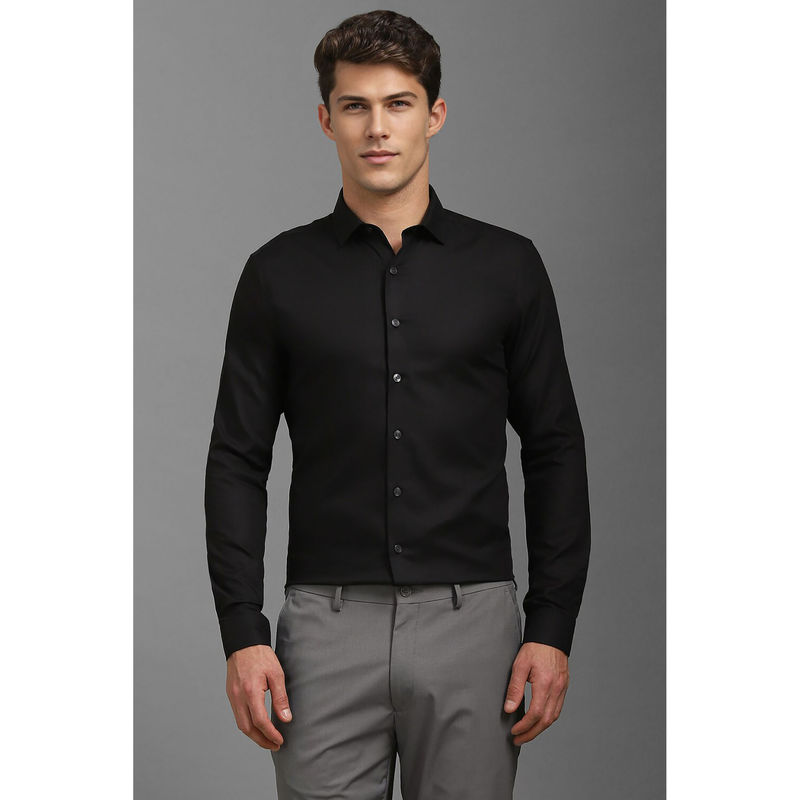 Louis Philippe Men Black Super Slim Fit Solid Full Sleeves Formal Shirt (40)