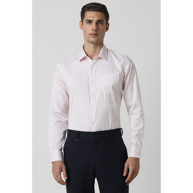 Van Heusen Men White Slim Fit Check Full Sleeves Formal Shirt (39)