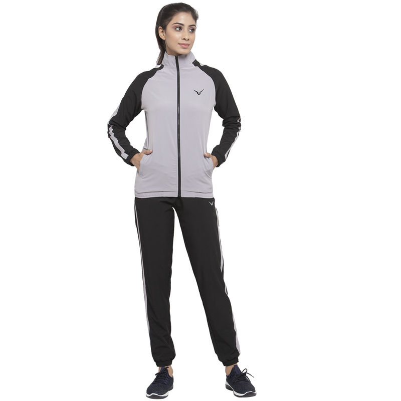 INVINCIBLE Grey Black Womens Light Weight Lounge Tracksuit (Set of 2) (S)