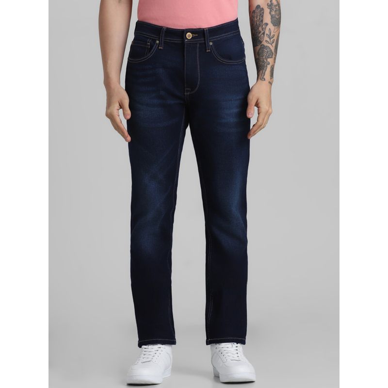 Jack & Jones Blue Clark Regular Fit Mid Rise Stretch Jeans (32/32)