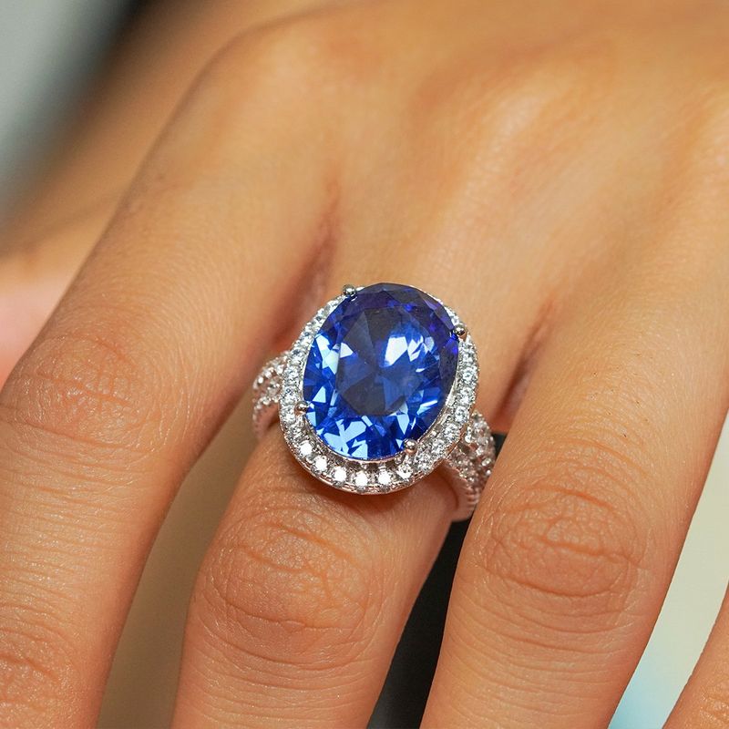 Ornate Jewels Blue Simulated Sapphire Oval Ring In 925 Silver (12)