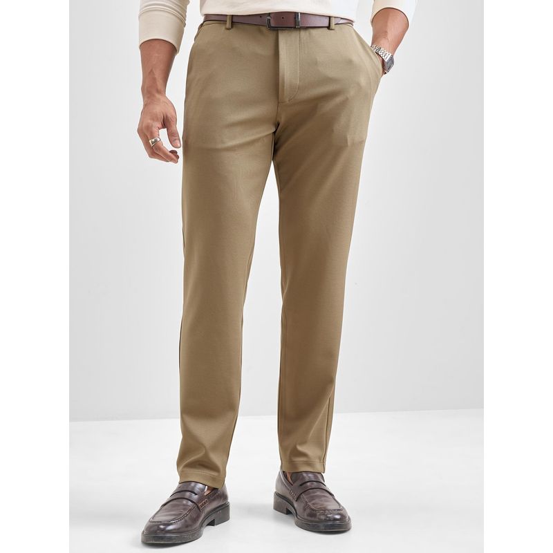 HIGHLANDER Men Khaki Mid-Rise Slim Fit Chinos (30)