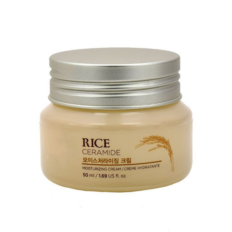 The Face Shop Rice & Ceramide Moisturizing Cream, Face Cream To Brighten And Strengthen Skin Barrier