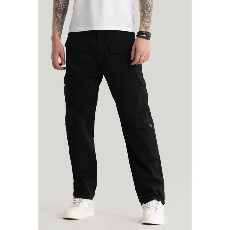 Snitch Men Black Solid Cargo (32)