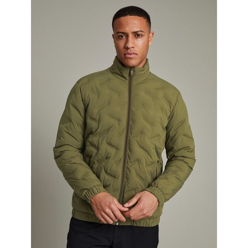 Matinique Moss Green Solid High Neck Jacket (S)