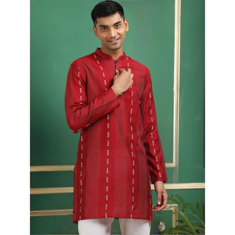 TATTVA Red Toned Threadwork Short Kurta (38)