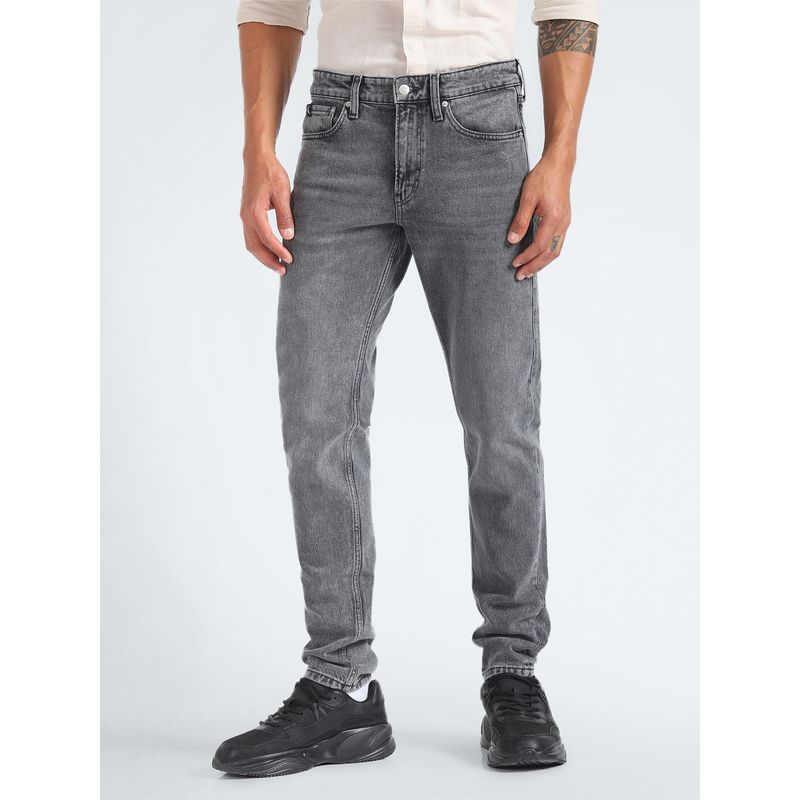 Calvin Klein Men Grey Light Wash Slim Fit Mid Rise Jeans (36)