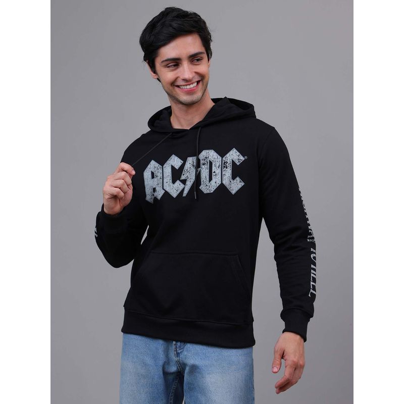 Free Authority Official AC-DC: Highway To Hell Graphic Printed Regular Fit Black Hoodie (XL)