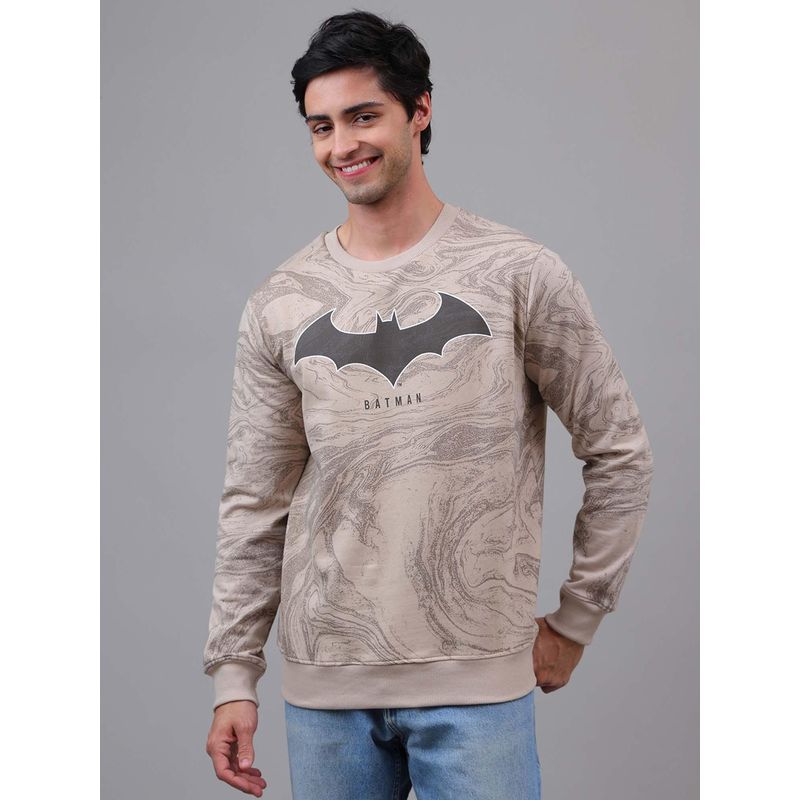 Free Authority Official DC Comic Batman Graphic Printed Regular Fit Beige Sweatshirt (S)