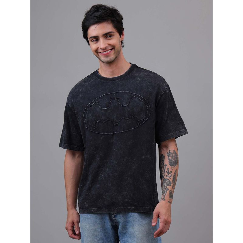 Free Authority Official DC Comic Batman WashedBlack Oversized T-Shirt (M)