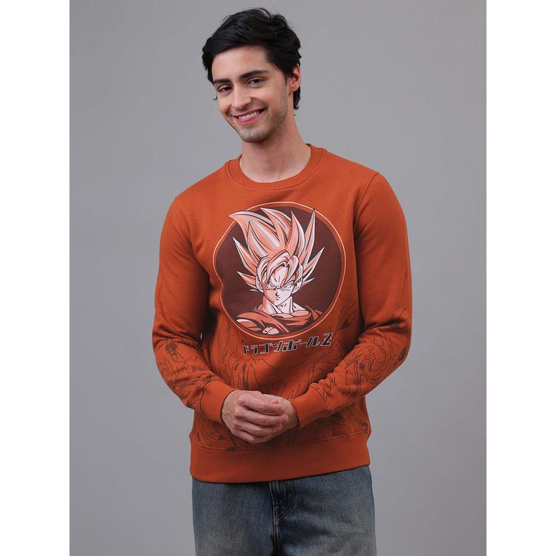 Free Authority Official Dragon Ball Z: Goku Anime Printed Regular Fit Orange Sweatshirt (S)
