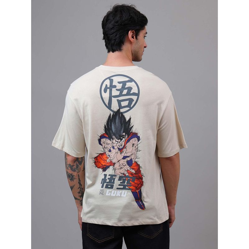 Free Authority Official Dragon Ball Z: Goku Anime Beige Oversized T-Shirt (M)