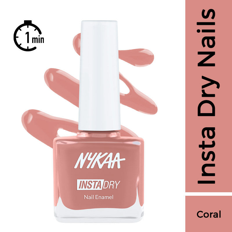 Nykaa Insta Dry Fast Drying Nail Enamel Polish Coral Chat 347 - Coral