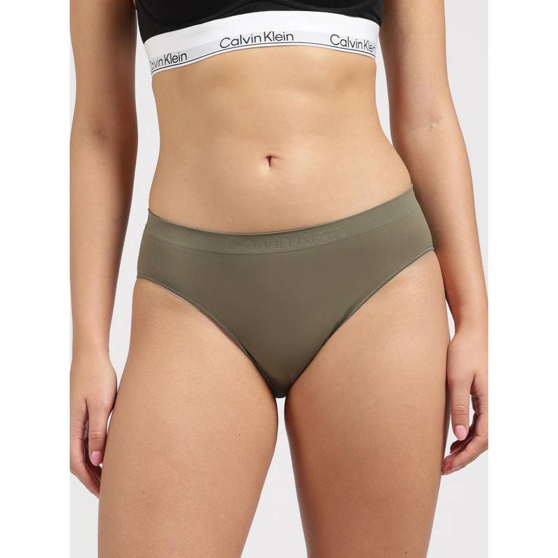 Calvin Klein Green Solid Mid Rise Bikini-Brief (S)