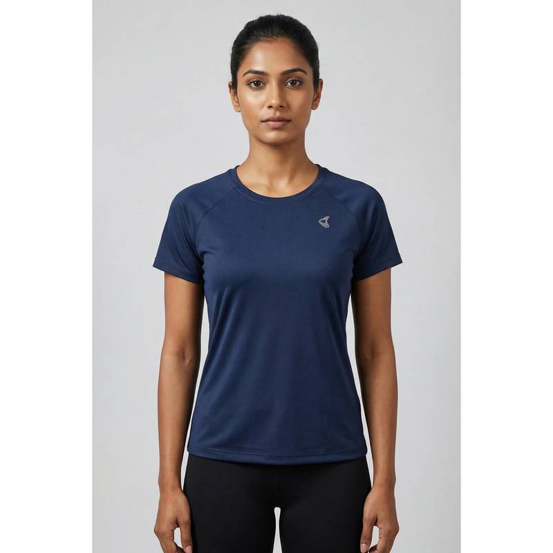 Zivame Zelocity Relaxed Quick Dry Top - Navy Peony (S)