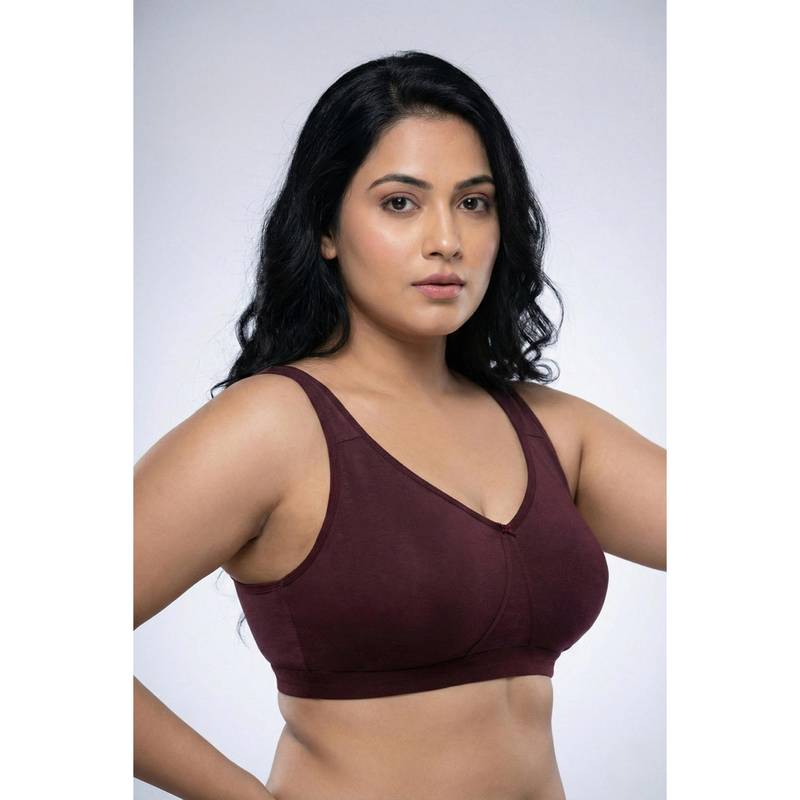 Zivame True Curve Double Layered Non Wired Full Coverage Minimiser Bra - Fig (34DD)