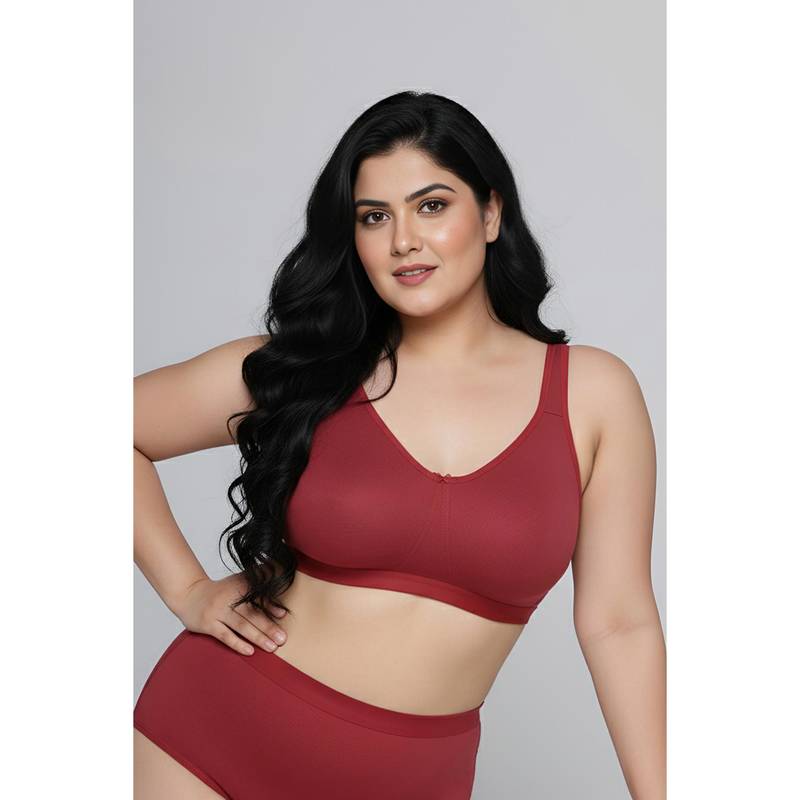 Zivame True Curve Double Layered Non Wired Full Coverage Minimiser Bra - Garnet Rose (32E)