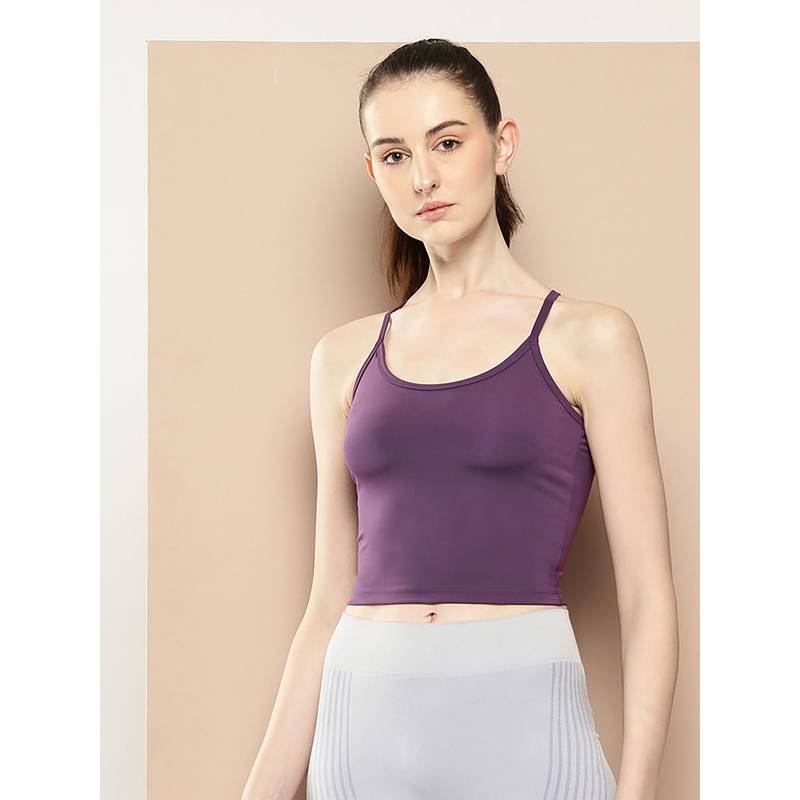 Alcis Women Streak Style Crop Purple Tank Top (L)
