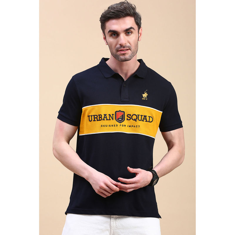 Classic Polo Men's Half Sleeve Navy Blue Slim Fit Embroidery Polo T-Shirt (M)