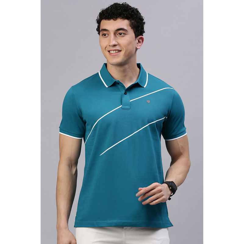 Classic Polo Men's Half Sleeve Teal Slim Fit Solid Polo T-Shirt (M)