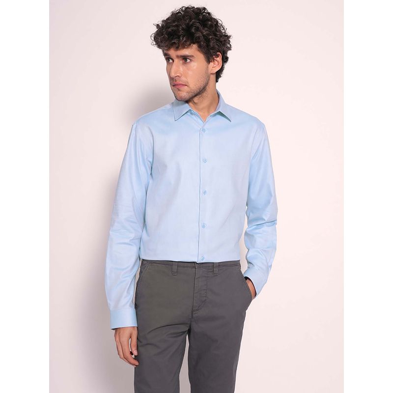 Selected Blue Non-Iron Cotton Formal Shirt (M)