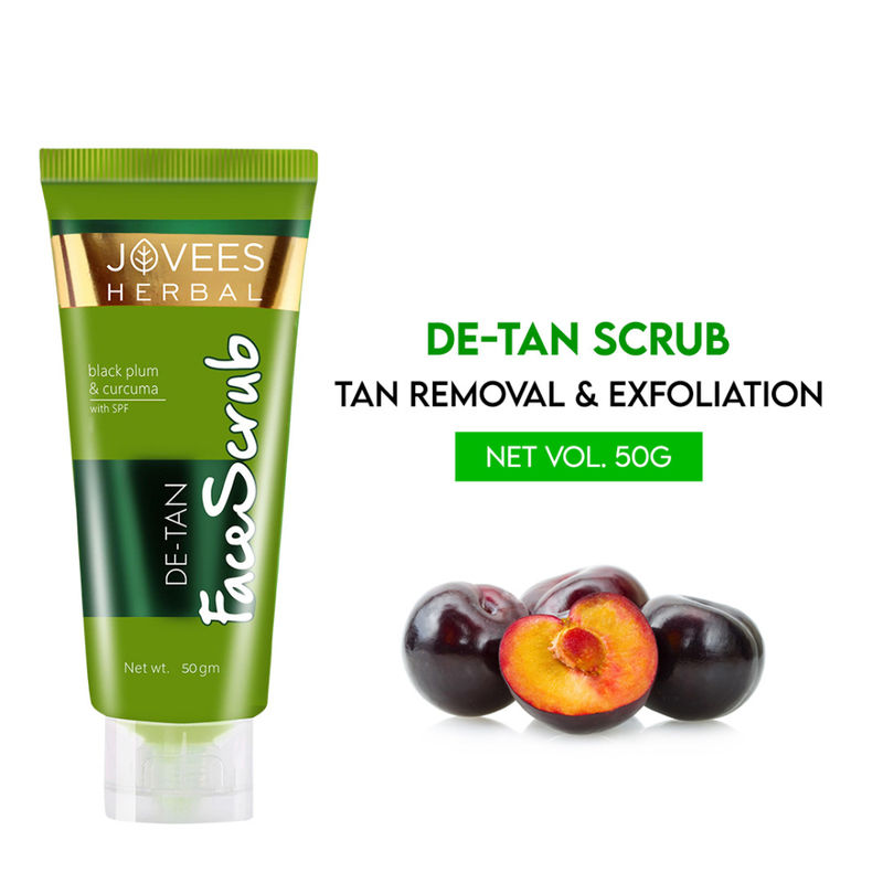 Jovees De-Tan Face Scrub (Black Plum & Curcuma) With Spf