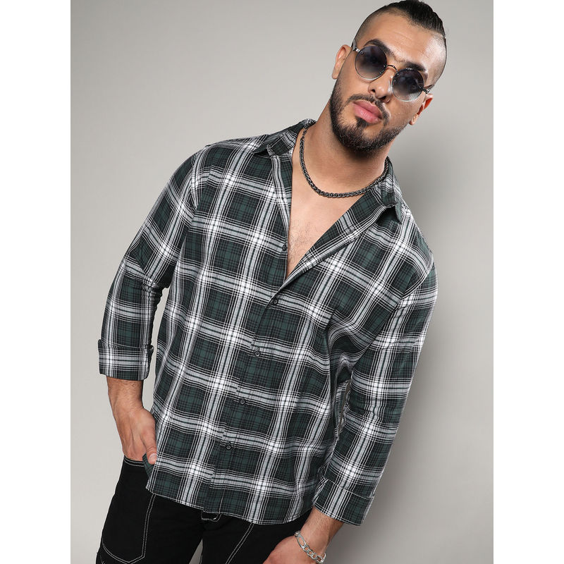 Instafab Plus Mens Forest Green Tartan Plaid Shirt (3XL)