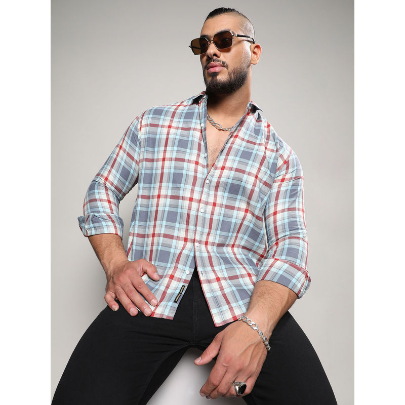 Instafab Plus Mens Multicolour Tartan Plaid Shirt (3XL)