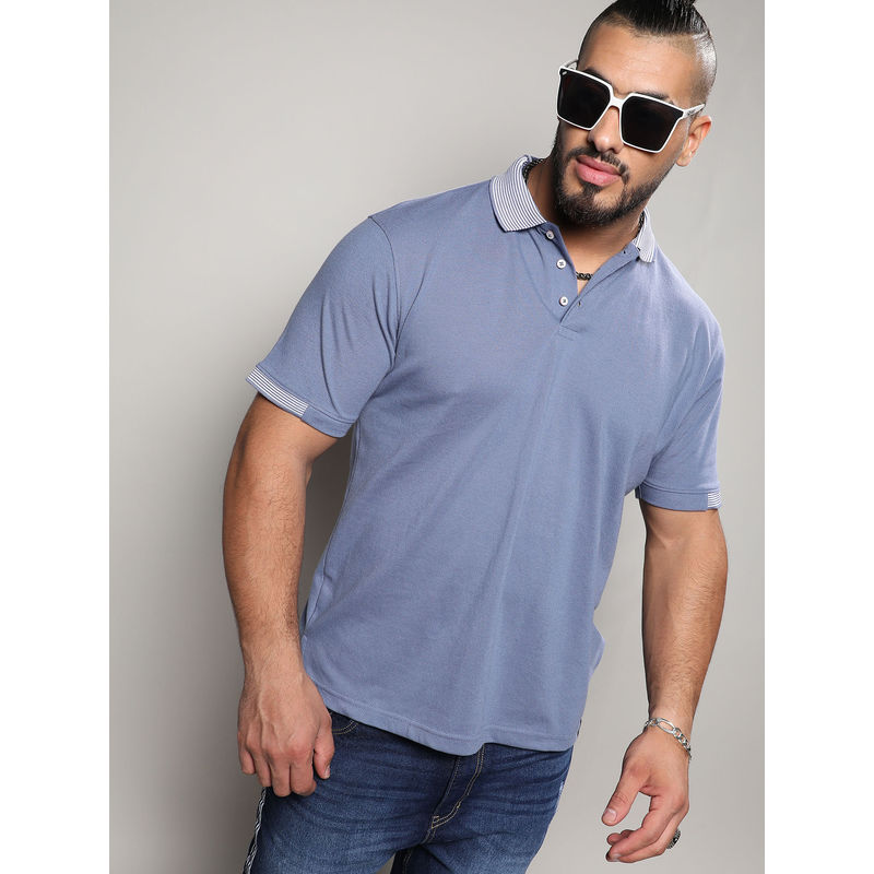 Instafab Plus Mens Egyptian Blue Basic Polo T-Shirt (3XL)