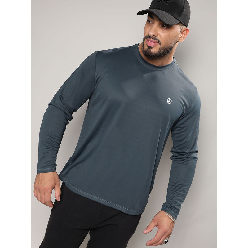 Instafab Plus Mens Charcoal Grey Basic Activewear T-Shirt (4XL)