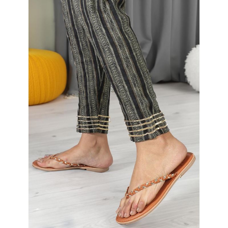 Carlton London Women's Fashionable Tan Color Comfortable Woven Design Flats (EURO 36)