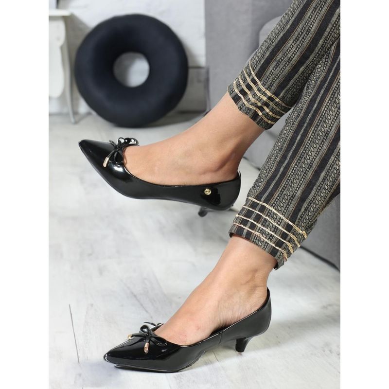 Carlton London Women's Fashionable Black Color Comfortable Pumps (EURO 39)