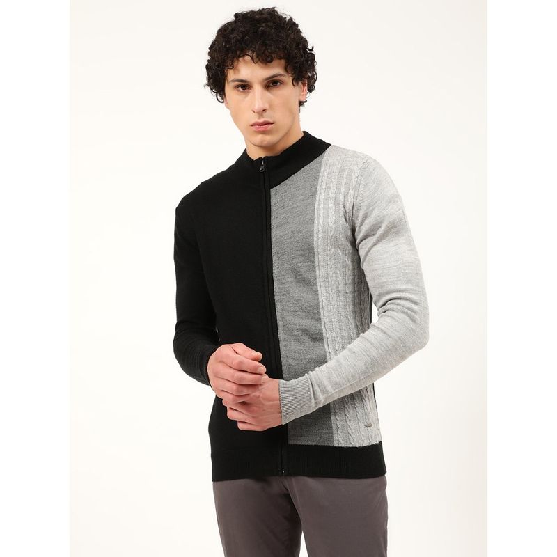 HARSAM Men Black Solid Sweater (S)