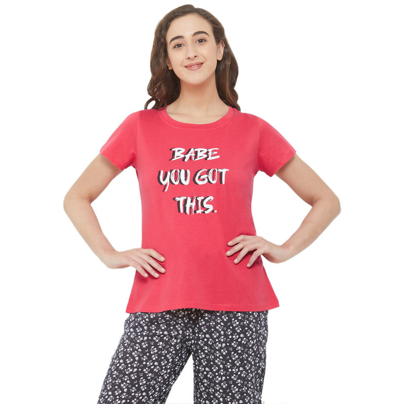 SOIE Women's Soft Cotton Lounge T-shirt - Red (XL)