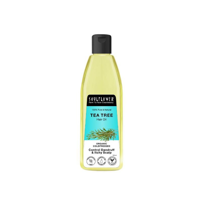 Soulflower Tea Tree Anti Dandruff Hair Treatment Oil For Dry & Frizzy Hair, Castor Olive Oil