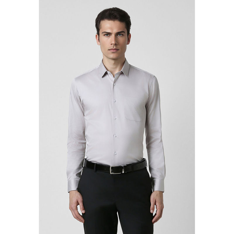 Peter England Men Grey Regular Fit Formal Full Sleeves Formal Shirt (42)