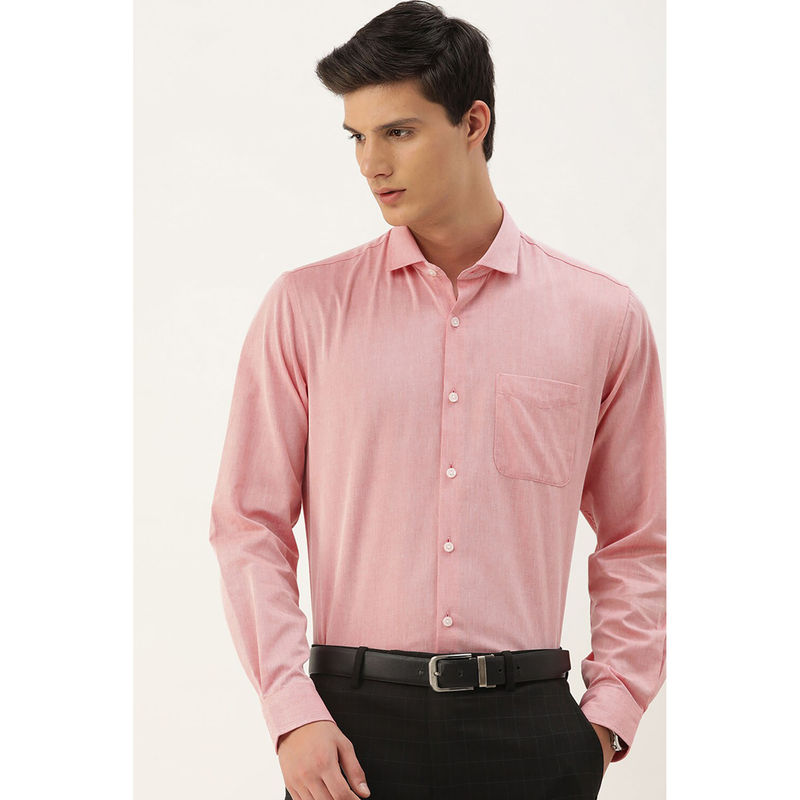 Peter England Men Pink Slim Fit Formal Full Sleeves Formal Shirt (40)