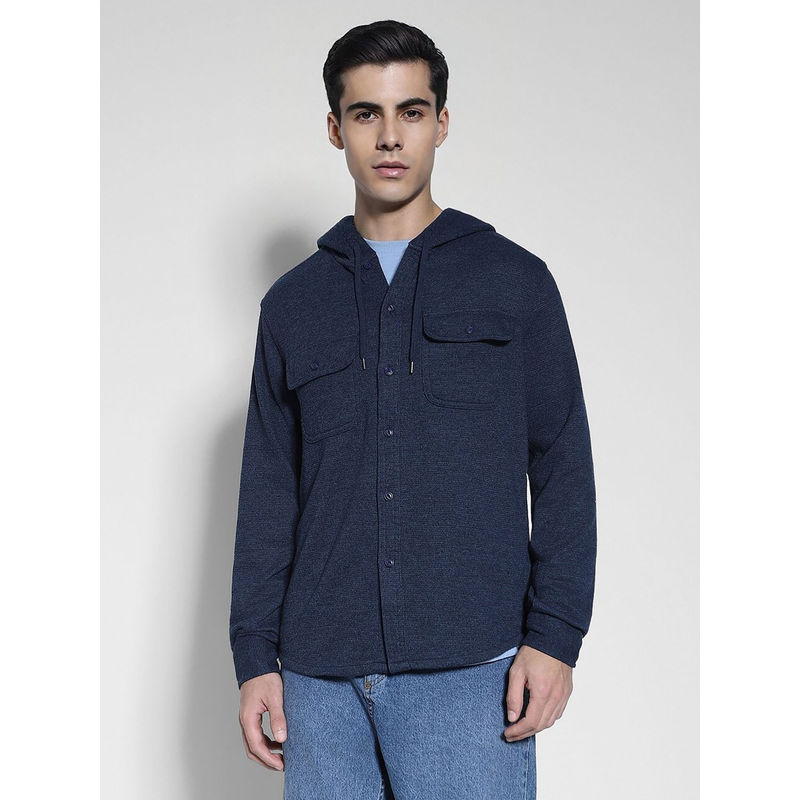 American Eagle Men Navy Blue Super Soft Long-Sleeve Hooded Thermal Shirt (M)