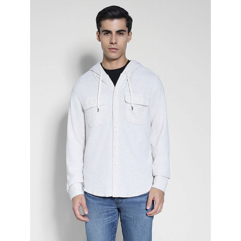 American Eagle Men White Super Soft Long-Sleeve Hooded Thermal Shirt (XS)