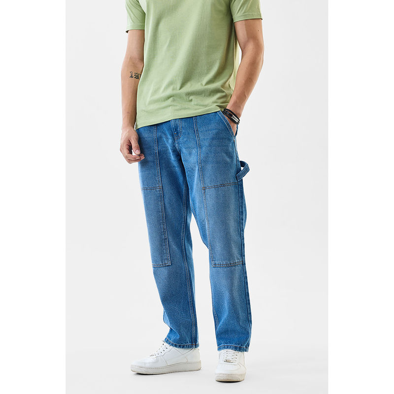 Snitch Blue Patch-Work Loose Casual Jeans (34)