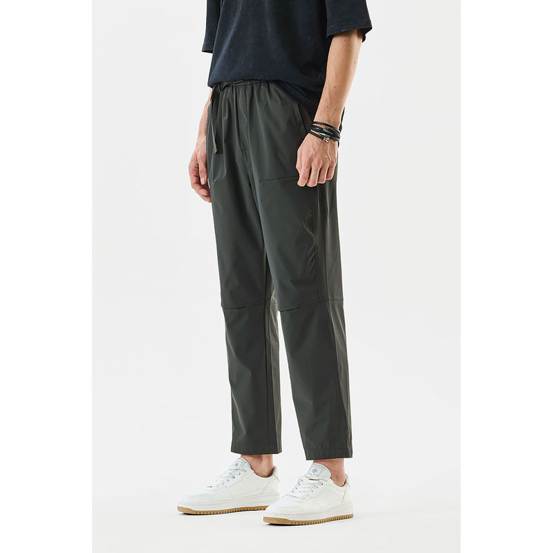 Snitch Olive Solid Loose Casual Trackpant (34)