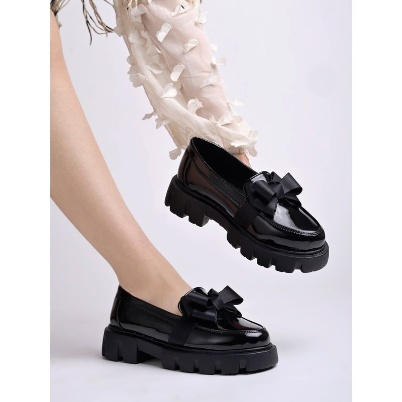 Shoetopia Smart Casual Bow Detailed Black Loafers For Women (EURO 39)